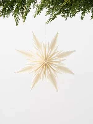 Foldable Paper Fine Star Decoration Cream 20cm