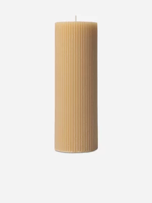 Ribbed Cylindrical Candle Brown 7X20cm