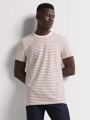 Markham Men's Horizontal Stripe Burgundy/Milk T-shirt