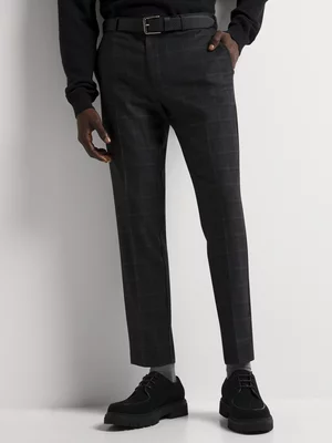 Markham Men's Smart Slim Tapered Houndstooth Black/Charcoal Trouser