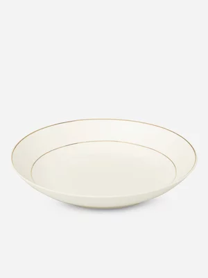 Grace Ribbed Gold Rim Bowl White
