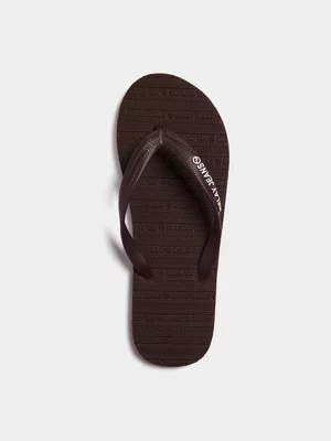 Relay Jeans Men's Print Rubber Burgundy/White Flip Flops 