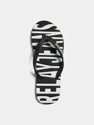 Relay Jeans Men's Core Sport Black/White Flip Flops