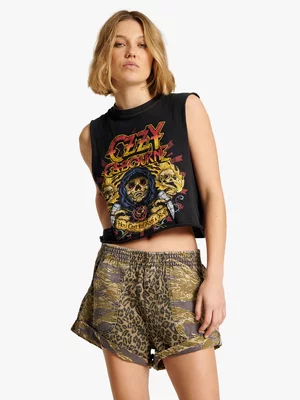 Women's One Teaspoon Green Camo Relaxed Shorts