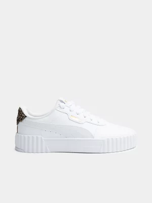 Women's Puma Carina 3.0 Animal Flaire White/Gold Sneaker