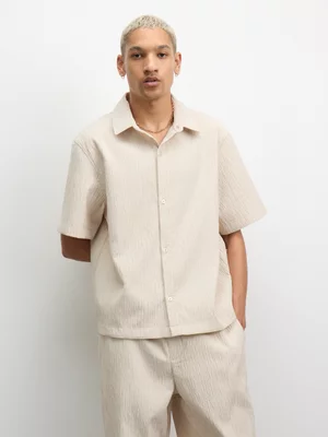 The FIX Men's Stone Co-ord Plisse Boxy Shirt