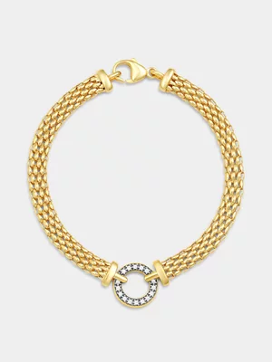 Yellow Gold Vermeil Cubic Zirconia Popcorn Bracelet