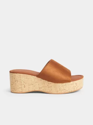 Jet Women's Brown Micro Cork Wedge Mule