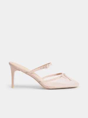 The FIX Women's Pink Mesh Bow Slip In Heels