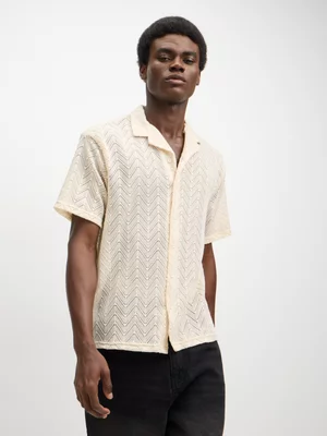 Jet Men's Ecru Relaxed Textured Shirt