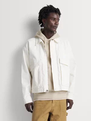 Relay Jeans Men's Boxy Cropped Ecru Denim Jacket