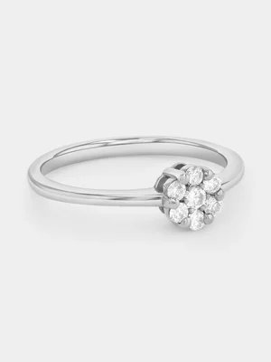 White Gold Diamond Round Cluster Ring 