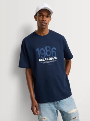 Relay Jeans Men's Relaxed Fit Navy Graphic T-Shirt