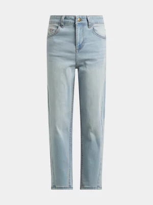 Jet Teen Girls Ligh Blue Wash Barrel Jeans
