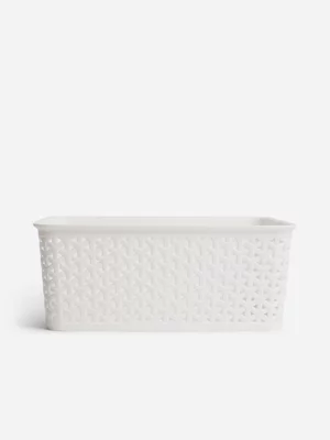 Jet Home White Rattan Storage Basket