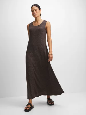 Exact Women's Brown Rib Trapeze Dress