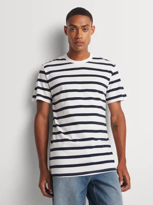 Markham Men's Horizontal Stripe Navy/Milk T-Shirt