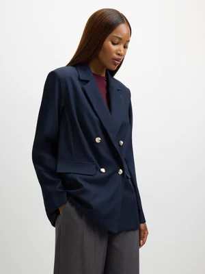Jet Women’s Navy Double Breasted Twill Blazer