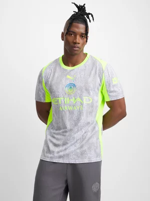 Puma Mens Manchester City 3rd 25/26 Grey/Lime Stadium Jersey
