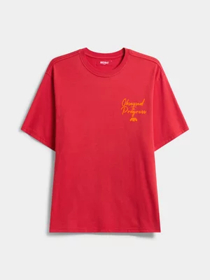 Redbat Men's City Scape Flock Red T-Shirt