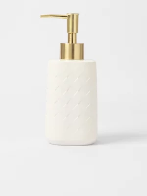 Soap Dispenser Woven White Resin