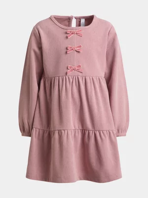 Exact Older Girl's Pink Corduroy Tiered Dress 