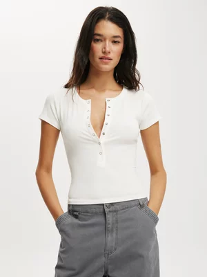 Women's Cotton On White Christy Henley T-shirt