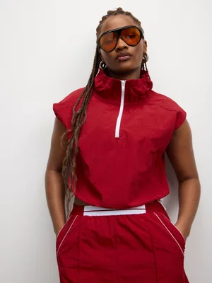 The FIX Women's Red Sporty Front Zip Top