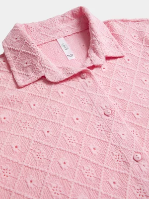 Exact Older Girl's Pink  Knit Lacey Shirt 