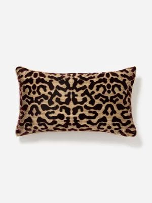 Designer Guild Woven Leopard Scatter Cushion Burgundy 35x60cm