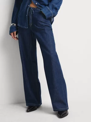 FF Denim Fluid Wide Leg Waist Tie Jeans