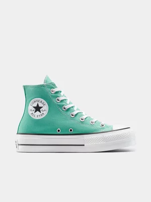 Converse Womens Chuck Taylor All Star Lift Sea Green/White/Black Platform Sneakers 