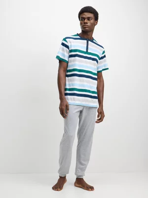 Jet Men's Multicolour Stripe Short Sleeve Pyjama Set