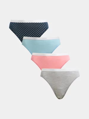 Jet Women's Navy Diamonds 4 Pack Jockey French Cut