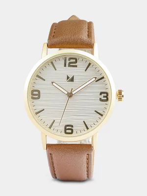 Markham Men's Classic Textured Round Brown Watch