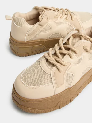 Jet Teen Girls Natural Chunky Lace Sneaker