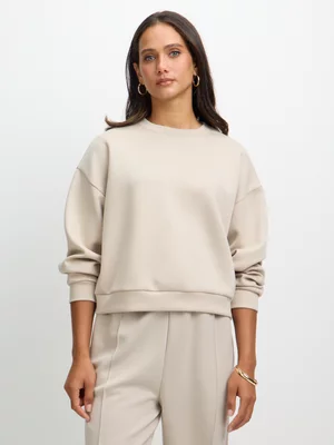 Exact Women's Natural Soft Touch Crop Boxy Sweat Top