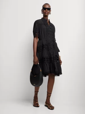 Women's Stella Morgan Lacetiered Black Midi Dress