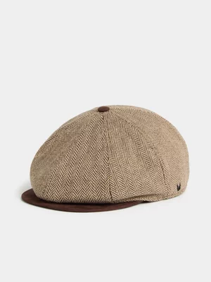 Markham Men's Twill Brown Flat Cap