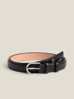 Fabiani Men's Black Pebble Leather Skinny Smart Belt