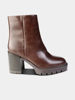 Women's Madison Brown Omen Chunky Block Heel Boots