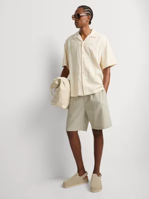 Markham Men's Regular Fit Linen Blend Stone Shorts