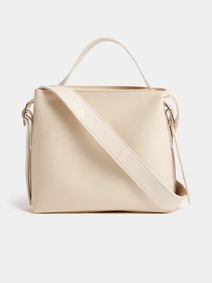 Jet Women's Ecru Bucket Bag with Buckle Detail