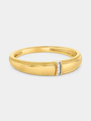 Yellow Gold Diamond Vertical Channel Ring 