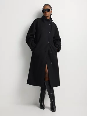 Soft Funnel Neck Belted Coat