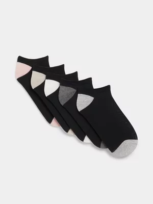 Exact Women's Black 5-Pack Trainer Socks