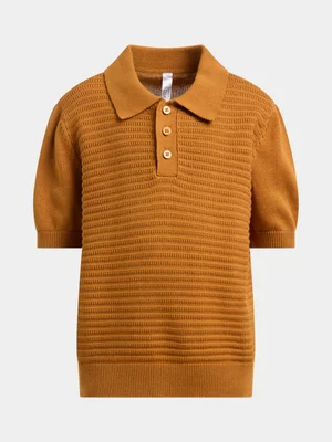 Exact Younger Boy's Brown Knit Golfer 