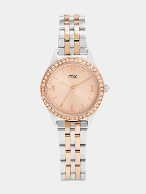 MX Silver & Rose Plated Blush Tone Dial Two-Tone Bracelet Watch