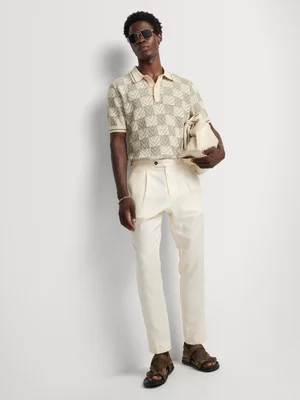 Markham Men's Regular Fit Chevron Green Knitwear Golfer