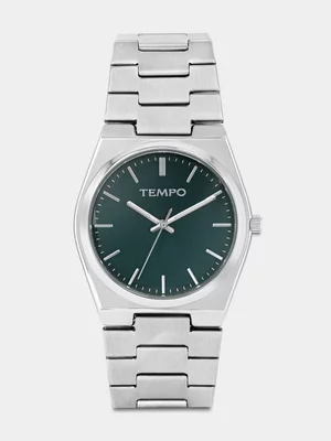 Tempo Silver Plated Teal Dial Bracelet Watch